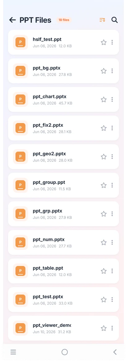 PPT files list screen