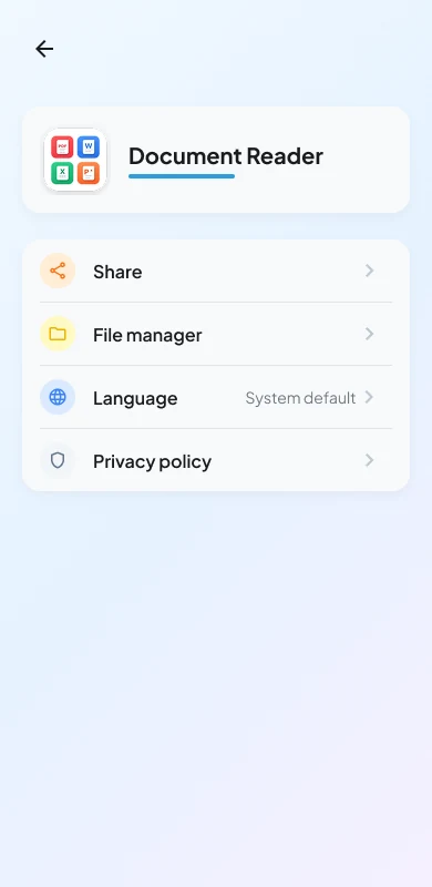 Settings screen